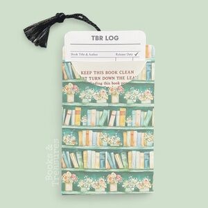 library Card Bookmark Pouch with TBR & Reading Log - Book Lover Gift